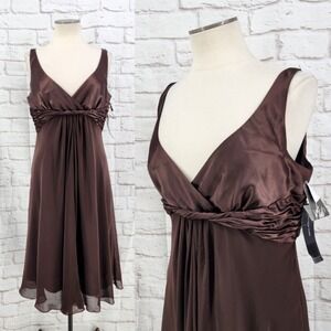 Vintage Y2K Jones Babydoll Dress Fairy Brown Romantic Sheer Overlay Midi 16 XL